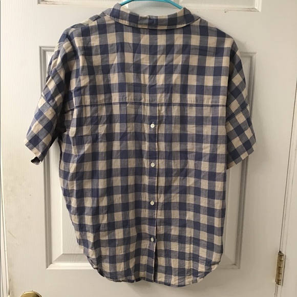MADEWELL HI LO PLAID TOP BUTTON BACK SZ S GUC - Picture 2 of 2